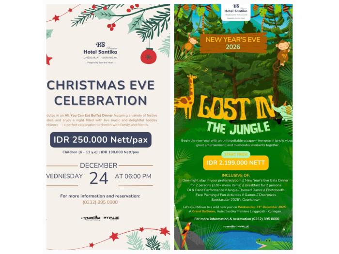 Christmas Eve hingga New Year’s Eve, Ini Rangkaian Akhir Tahun Santika Premiere Linggarjati