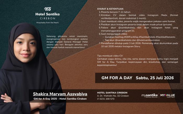 Santika Ajak Anak-Anak Mengenal Dunia Perhotelan Lewat GM For A Day 2026
